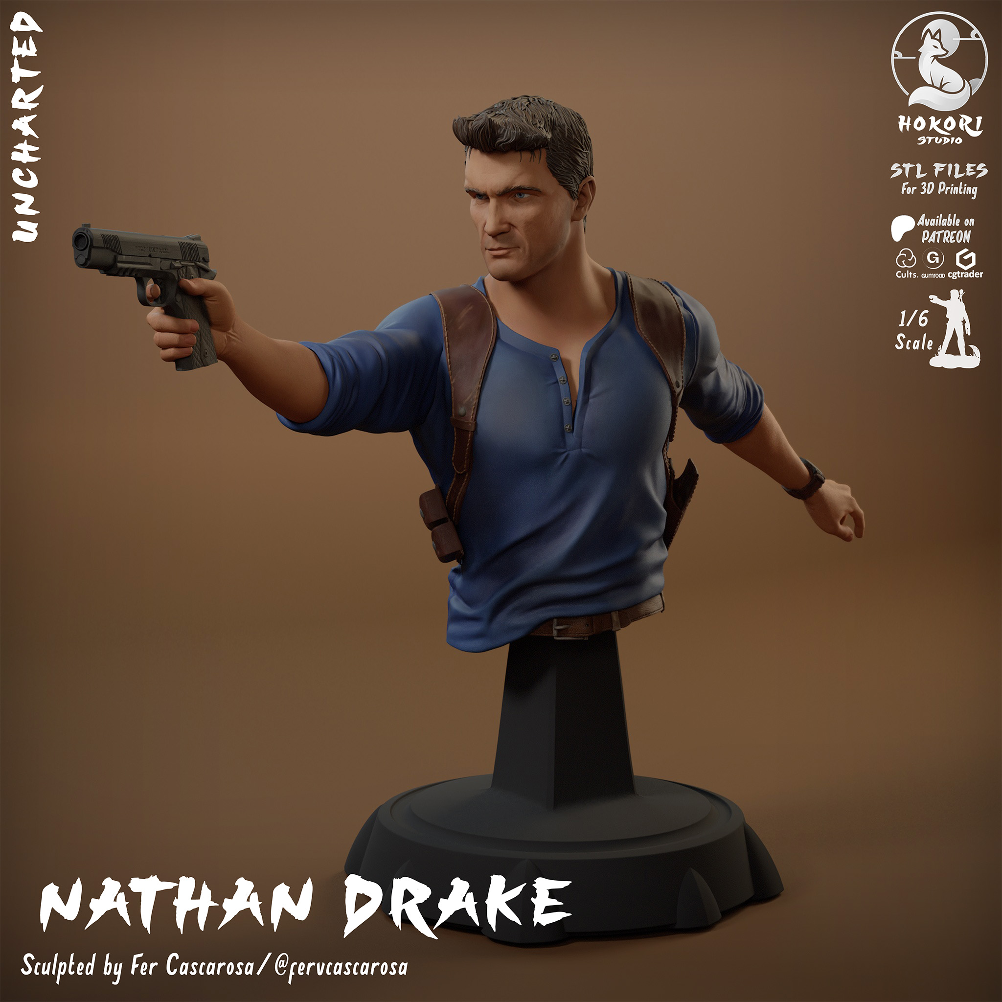 Nathan Drake Bust (Uncharted) 模型预览图 1