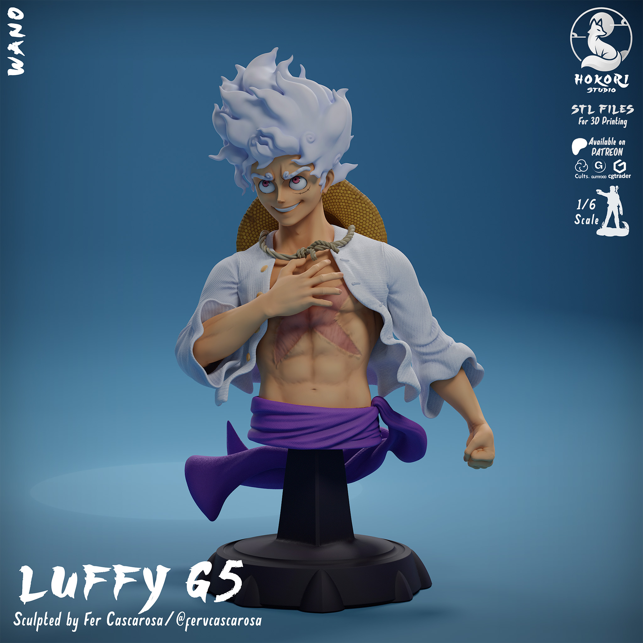 LUFFY GEAR 5 – BUST 模型预览图 1