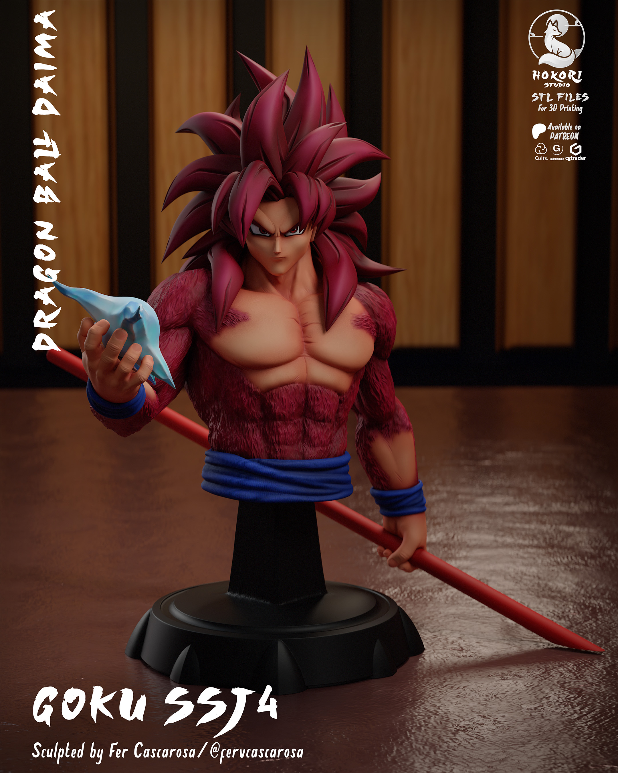 Goku SSJ4 Bust 模型预览图 1
