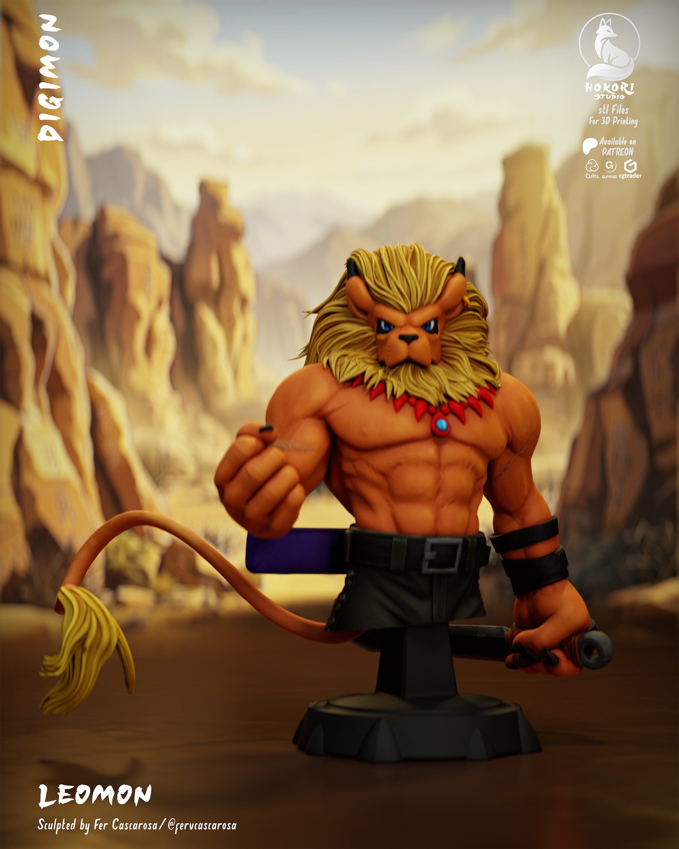 Leomon Digimon– Bust 模型预览图 1