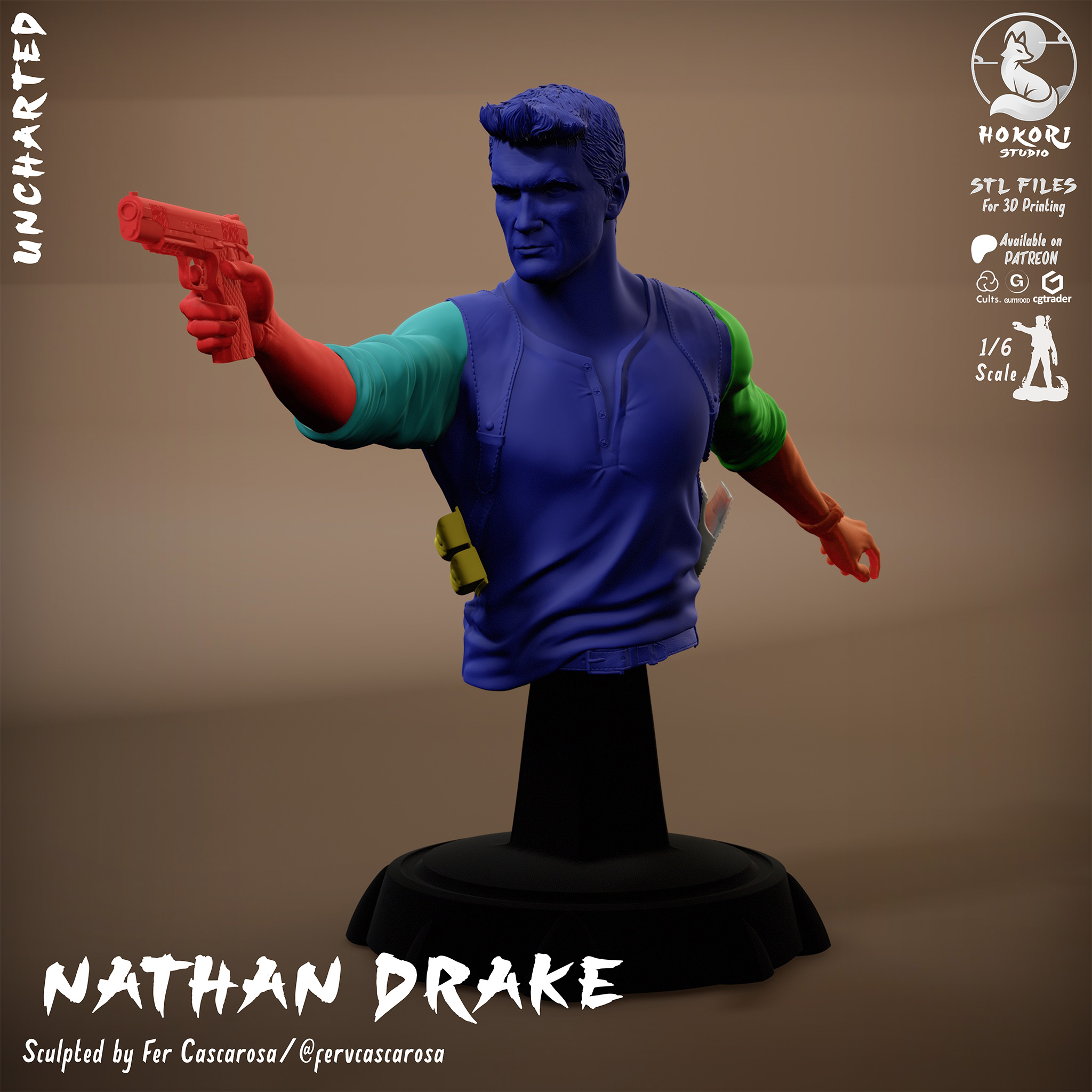 Nathan Drake Bust (Uncharted) 模型预览图 3