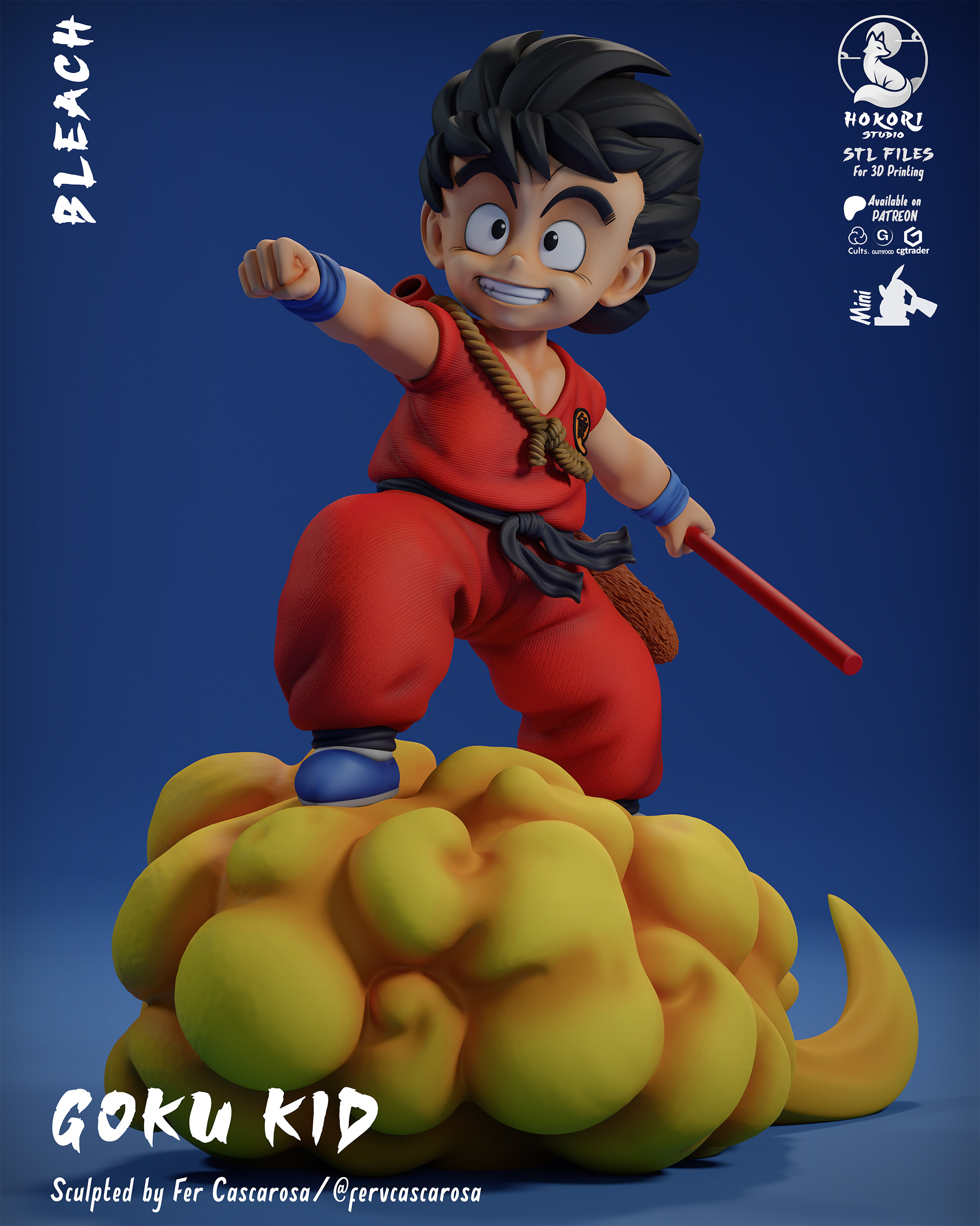 KID GOKU ON KINTO’UN Orange Gi 模型预览图 2