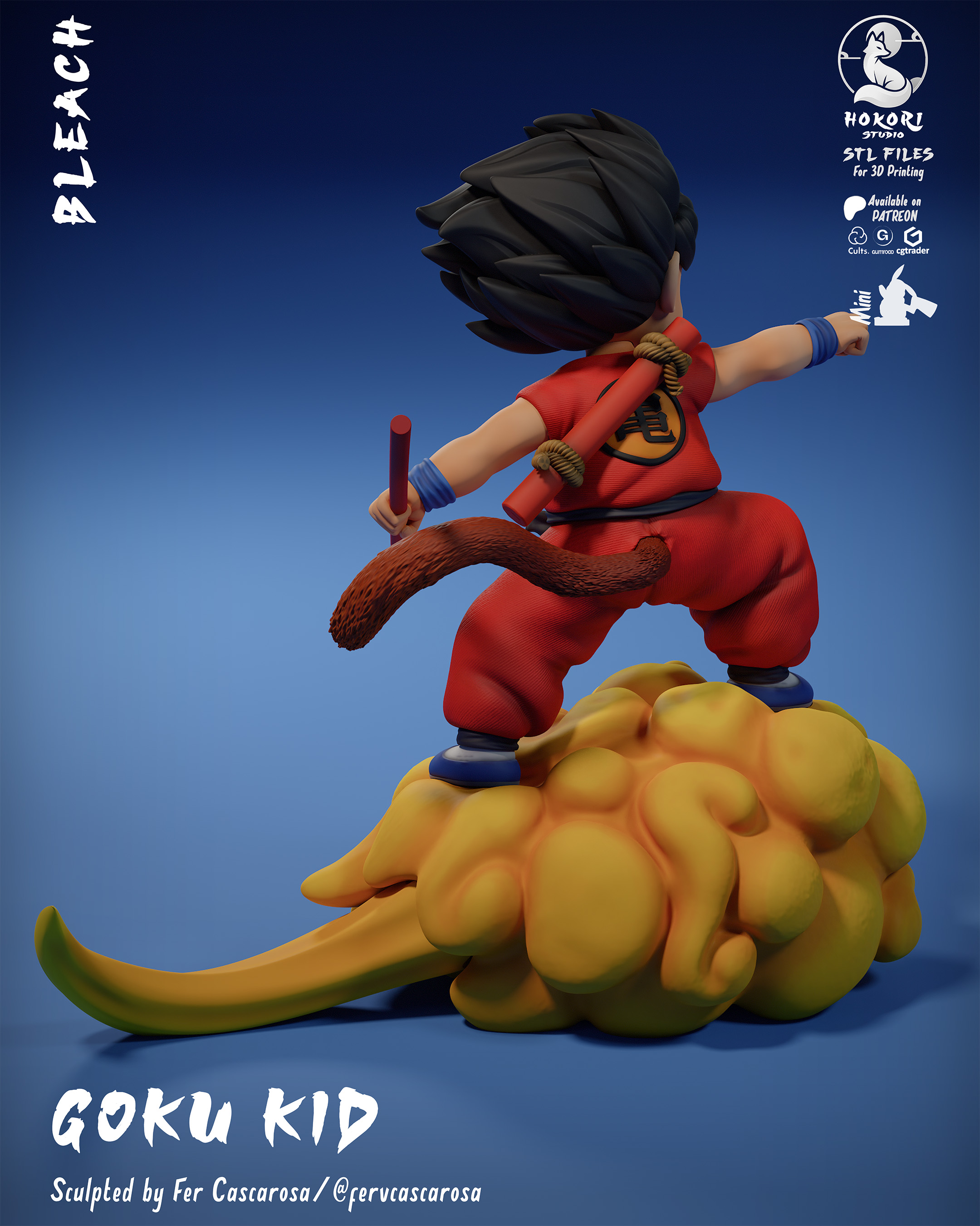 KID GOKU ON KINTO’UN Orange Gi 模型预览图 3