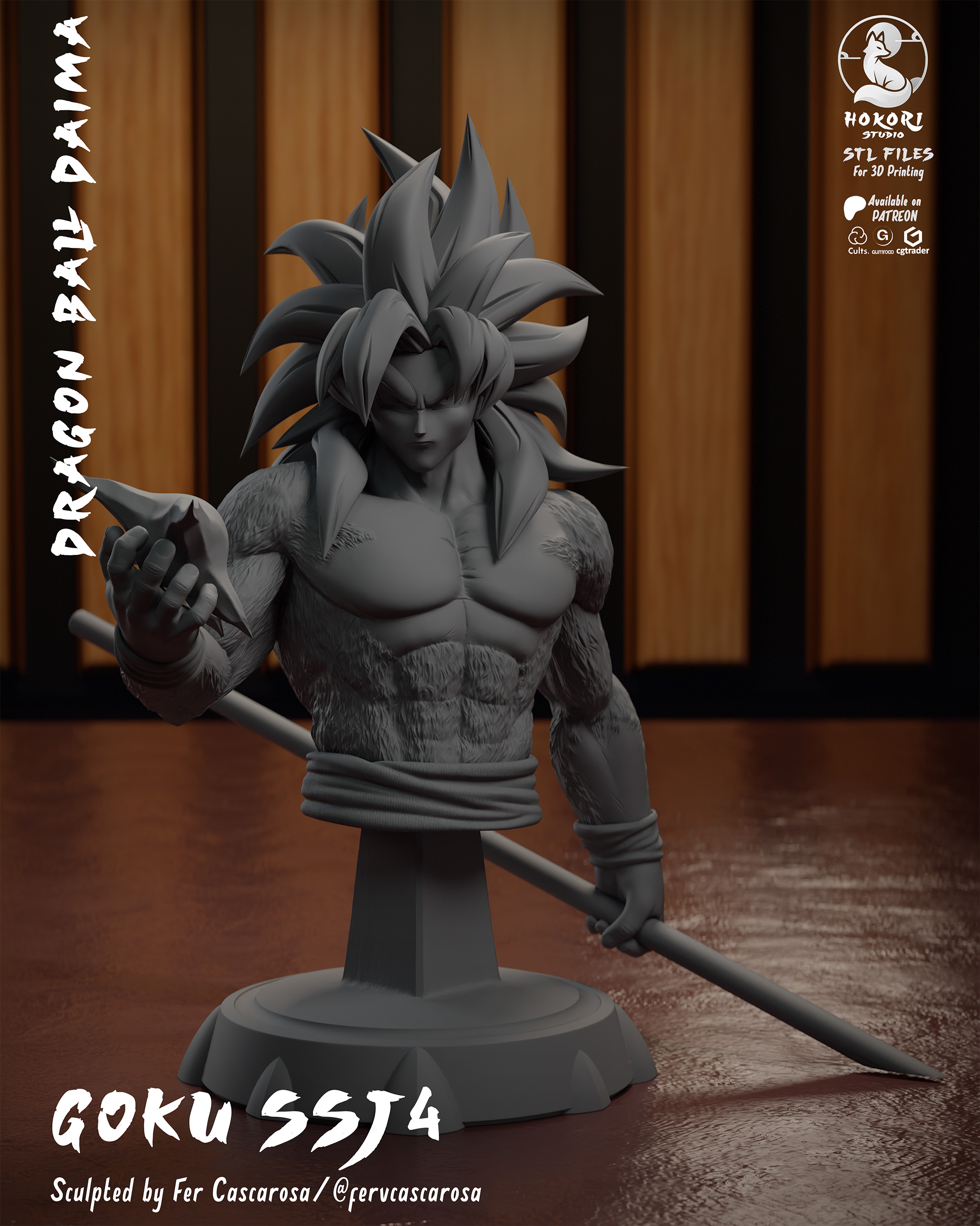 Goku SSJ4 Bust 模型预览图 3