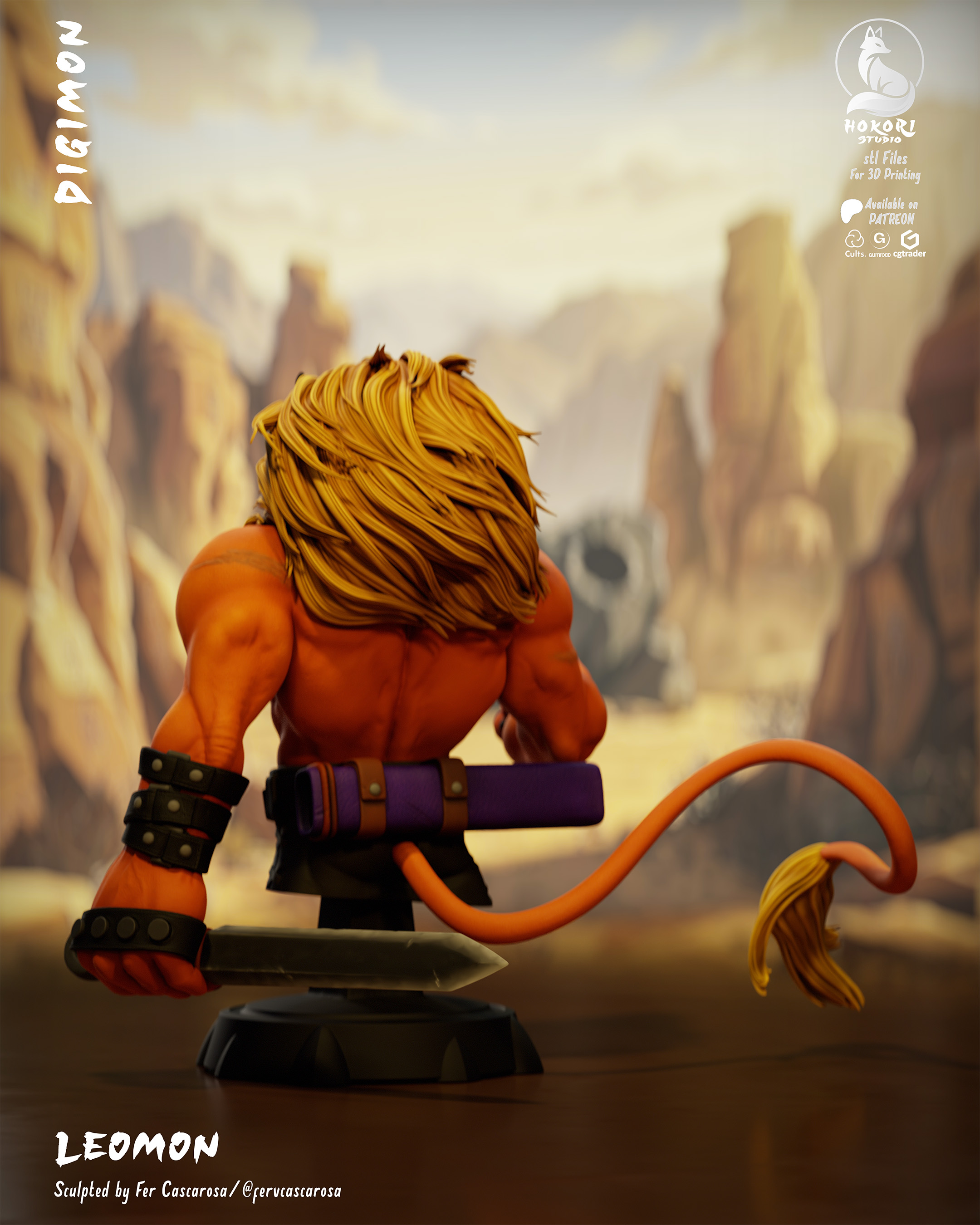 Leomon Digimon– Bust 模型预览图 2