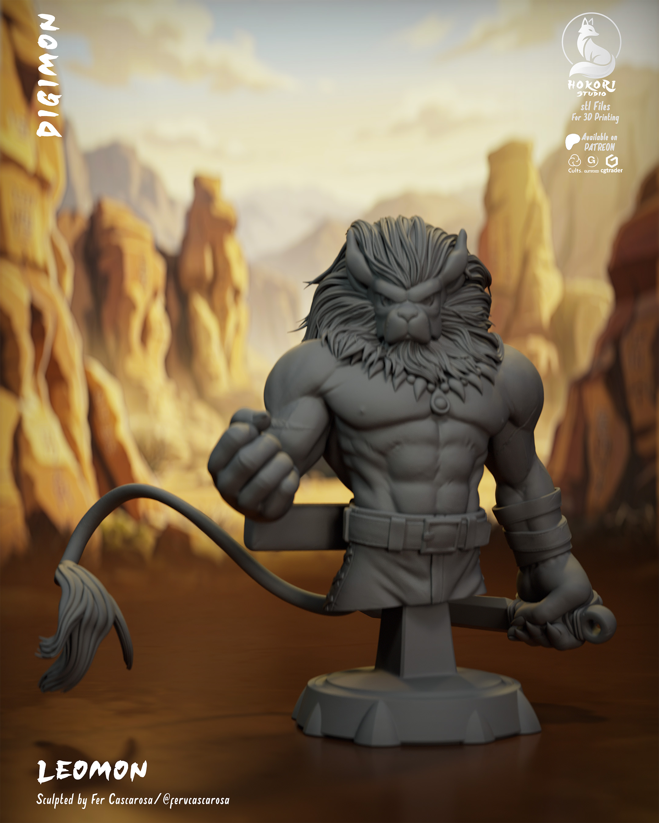Leomon Digimon– Bust 模型预览图 3