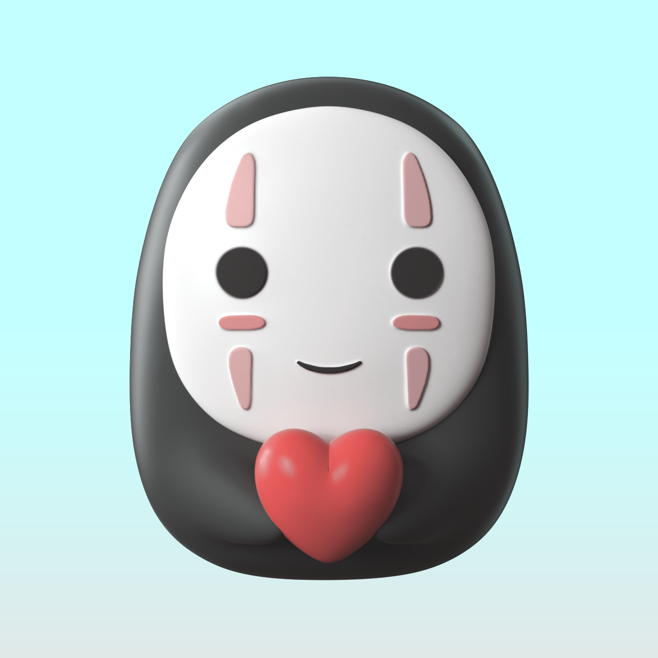 Chibi Kaonashi holding a heart keychain Valentines 模型预览图 1