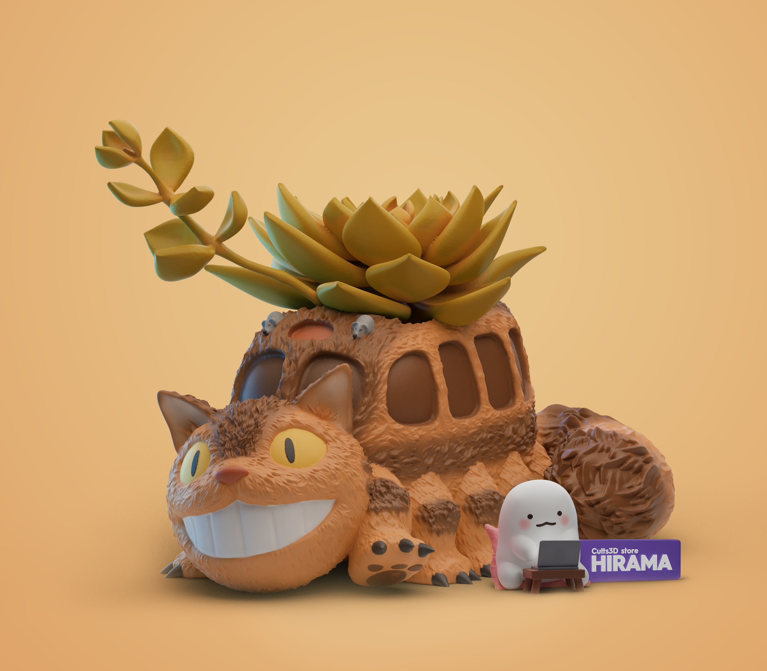 Catbus From Totoro Flower Pot / Organizer 模型预览图 1