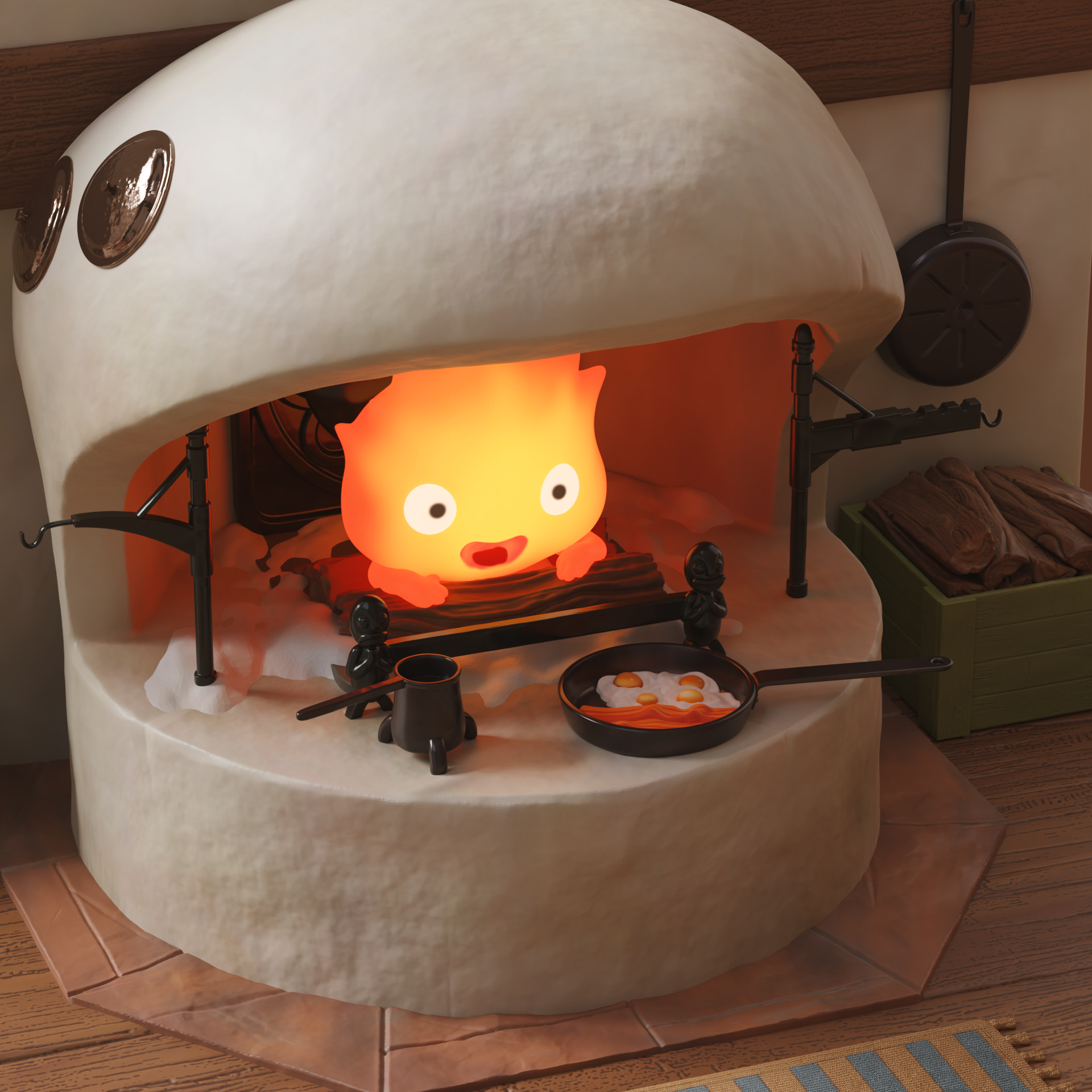 Cute Calcifer Fireplace Diorama Lamp 模型预览图 1