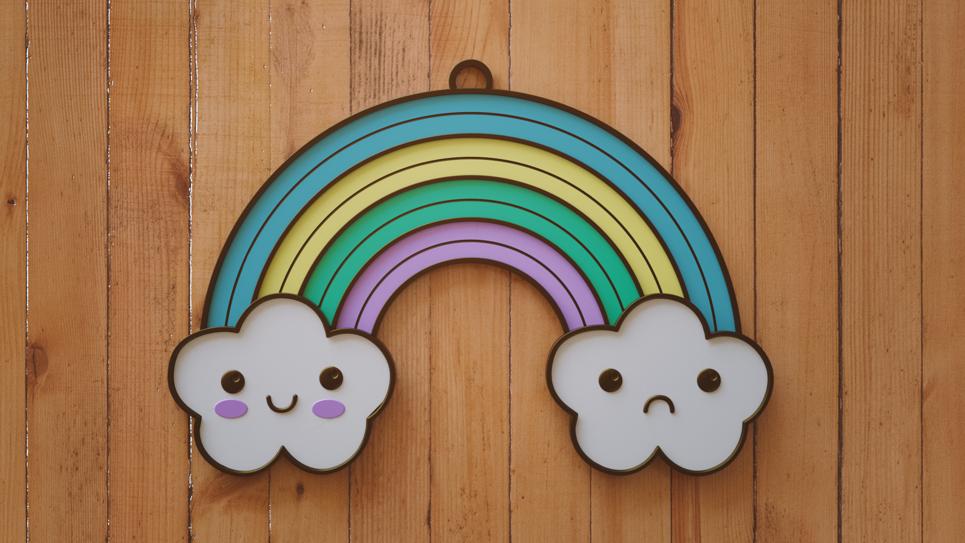 Cute Clouds & Rainbow Keychain 模型预览图 1