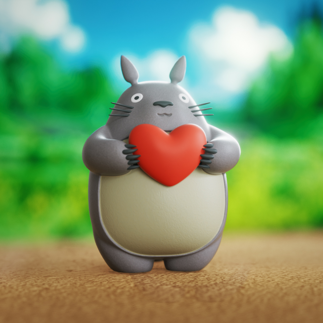 Cute totoro with a heart 模型预览图 1