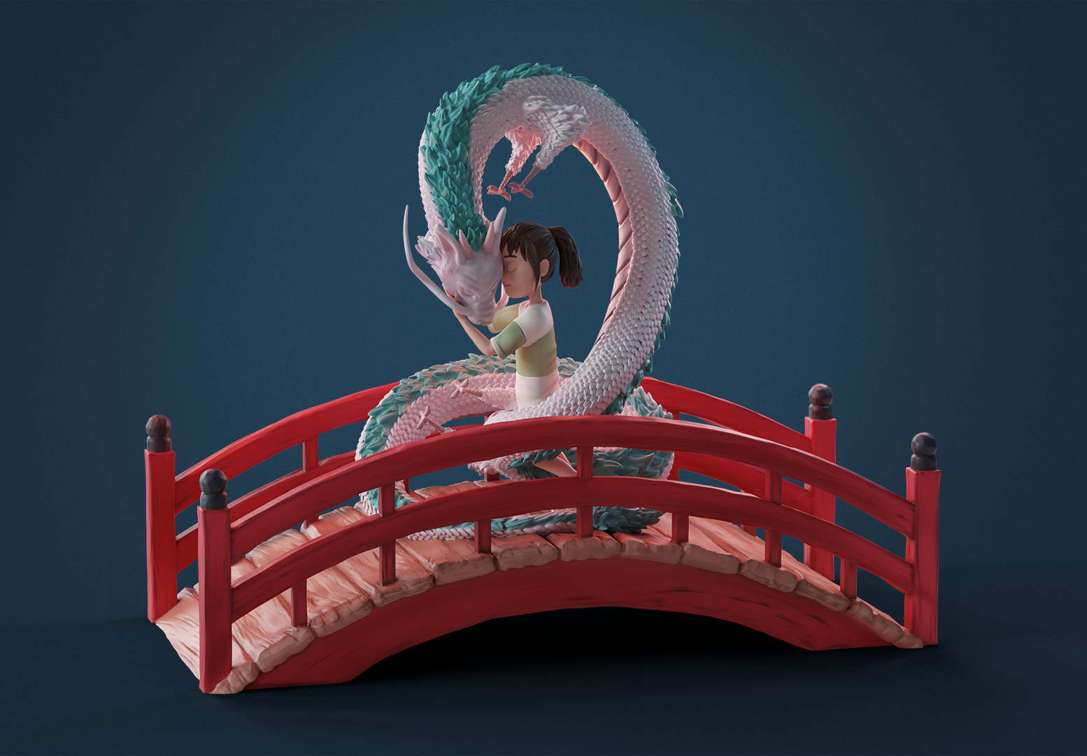 Haku And Chihiro Diorama 模型预览图 1