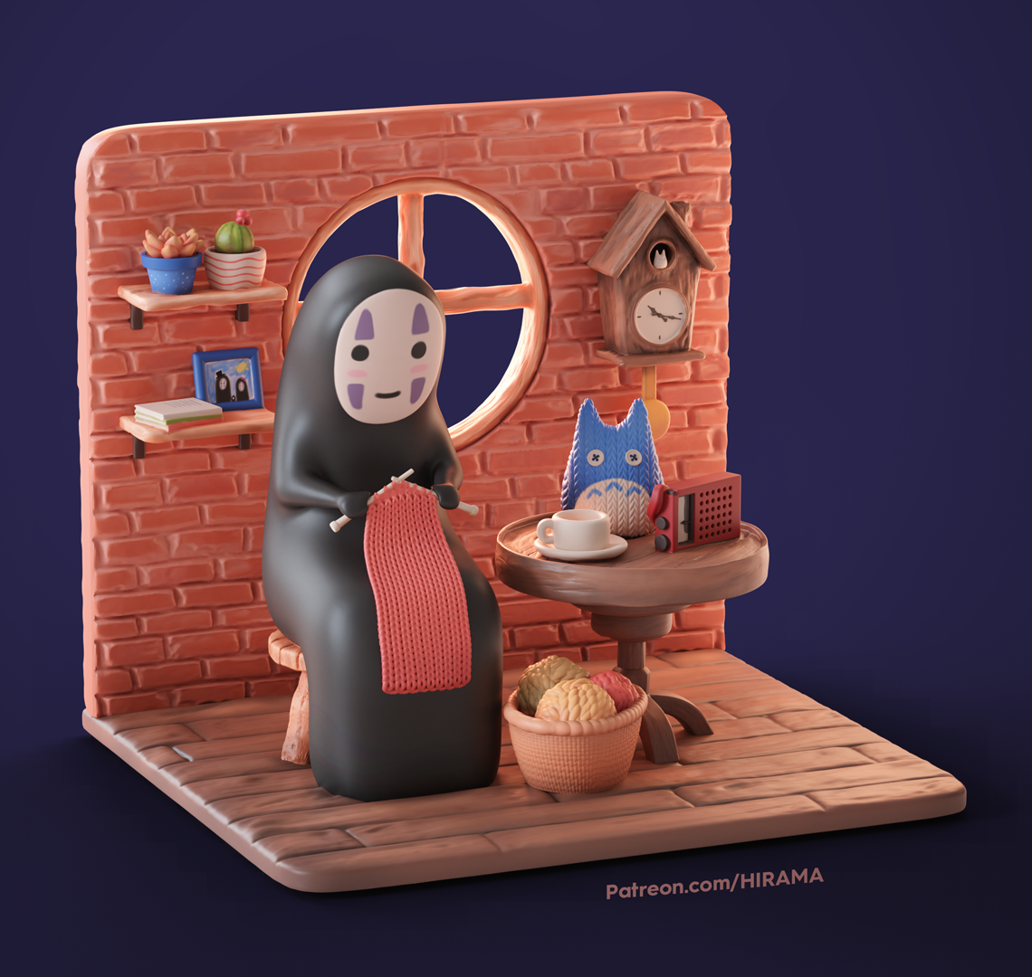 Kaonashi - No face Diorama 模型预览图 1