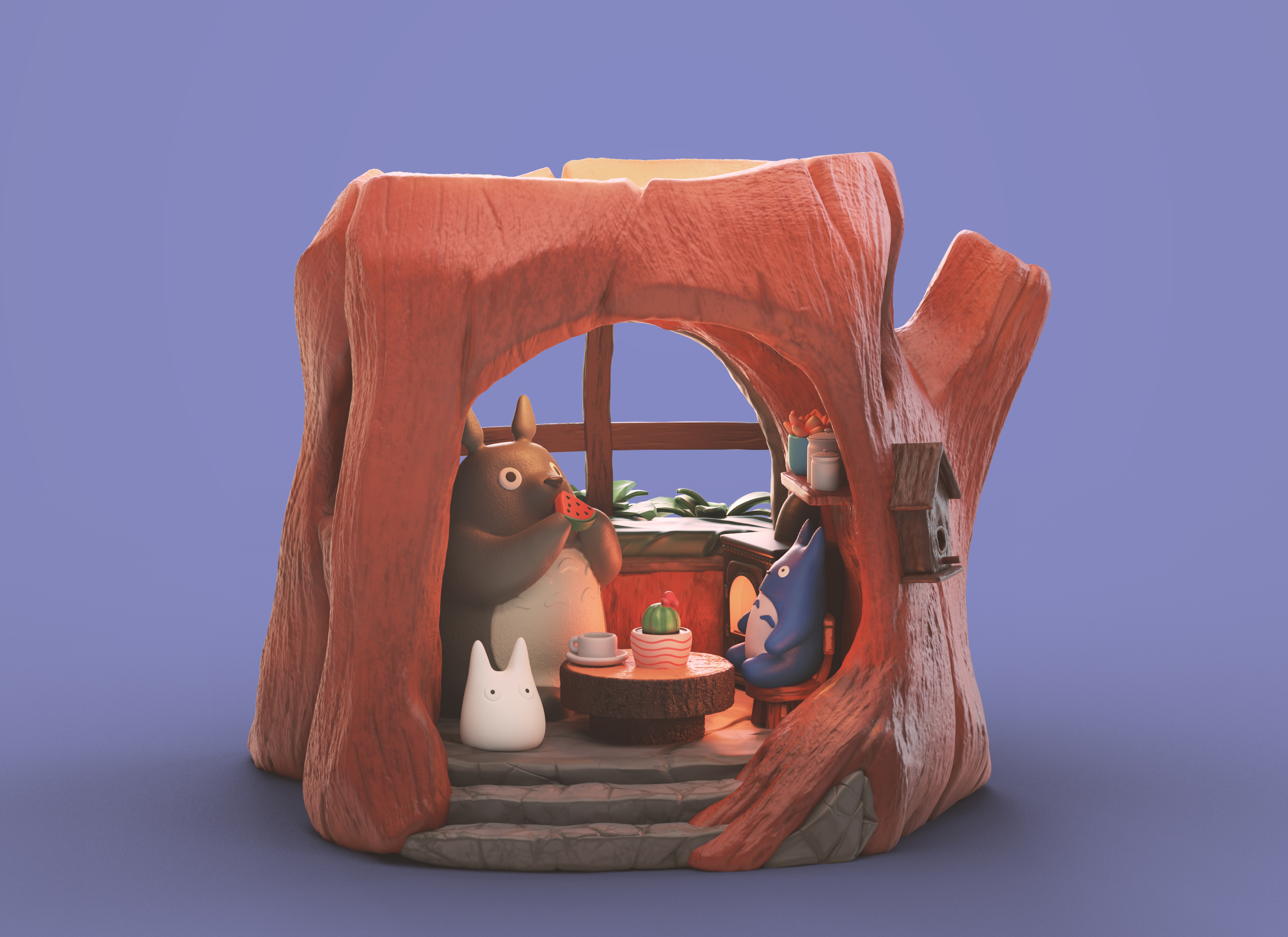 My Neighbor Totoro Treehouse Diorama 模型预览图 1