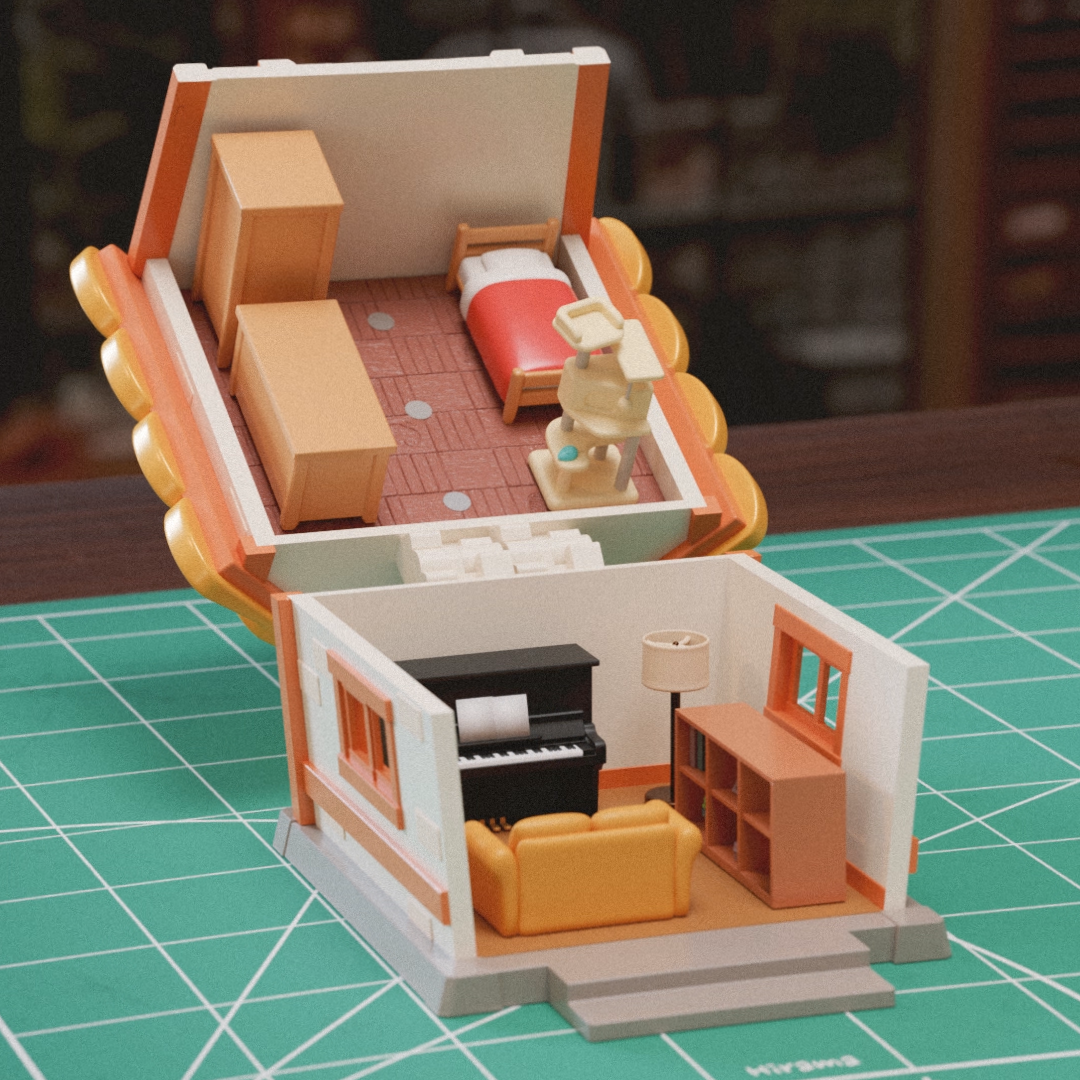 Animal Crossing Polly Pocket Style Diorama House 模型预览图 5