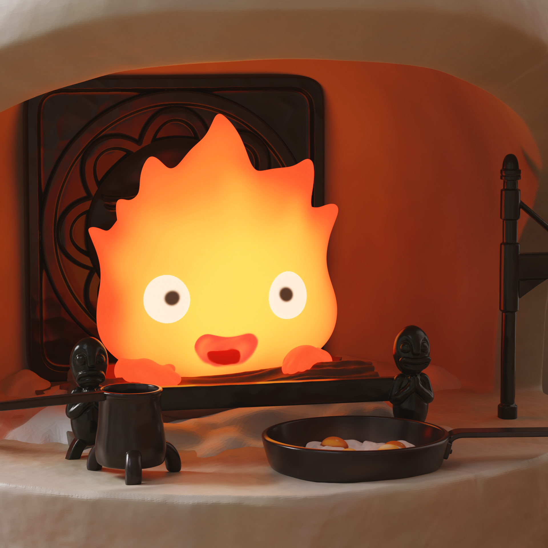 Cute Calcifer Fireplace Diorama Lamp 模型预览图 2