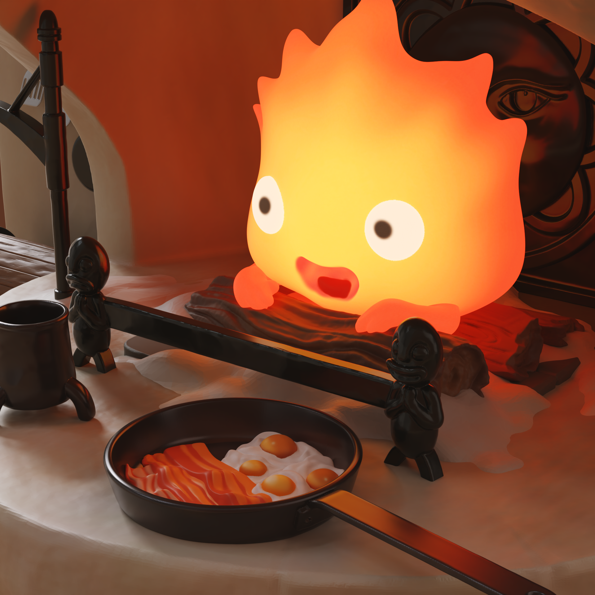 Cute Calcifer Fireplace Diorama Lamp 模型预览图 4