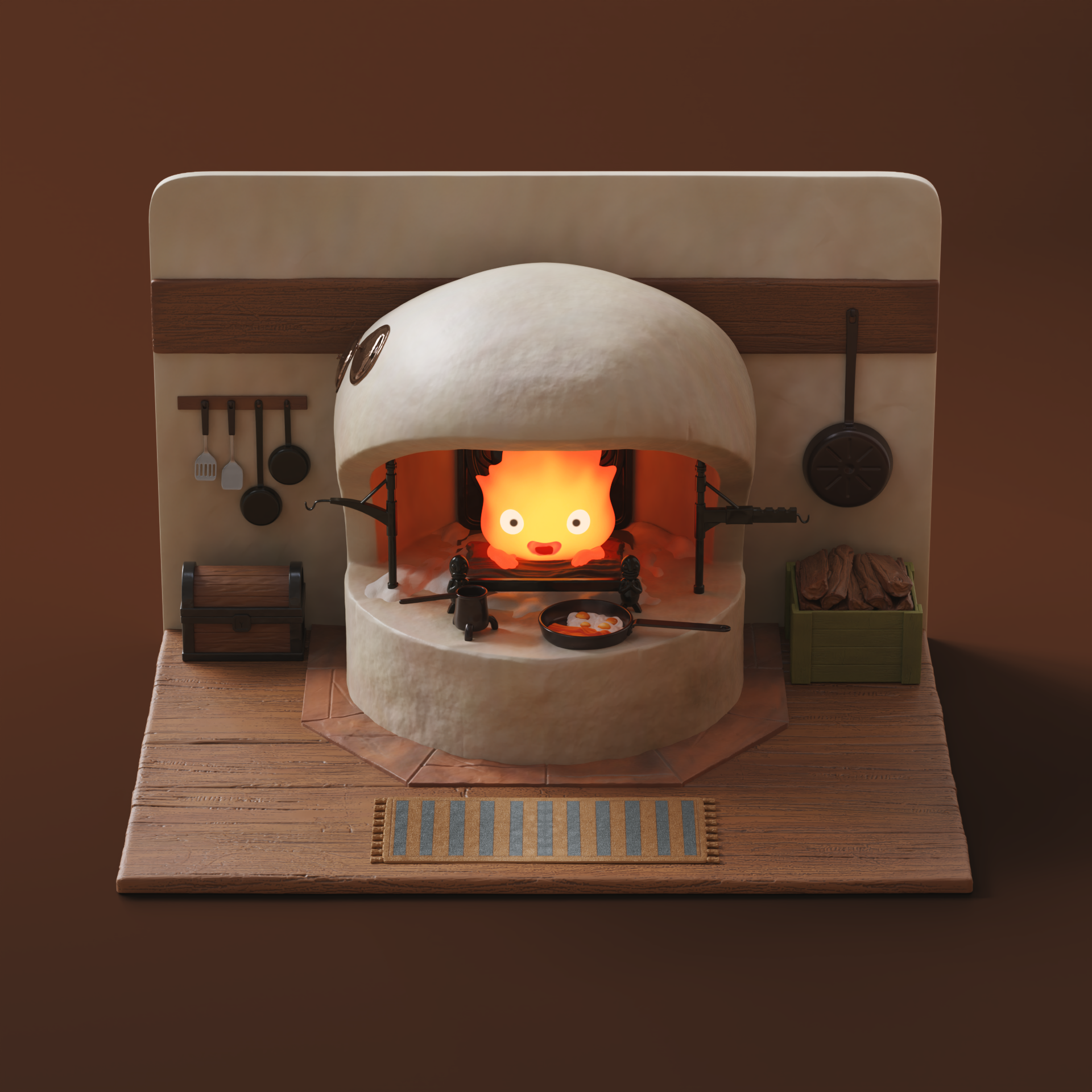 Cute Calcifer Fireplace Diorama Lamp 模型预览图 5