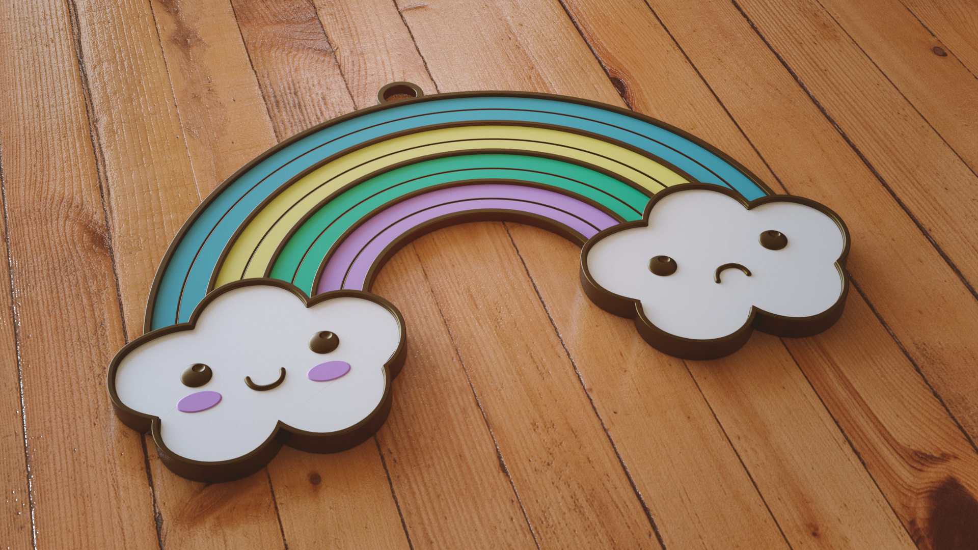 Cute Clouds & Rainbow Keychain 模型预览图 2