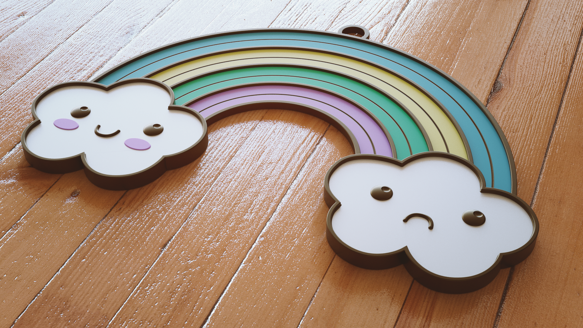 Cute Clouds & Rainbow Keychain 模型预览图 3