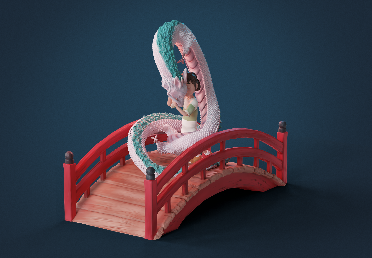 Haku And Chihiro Diorama 模型预览图 3